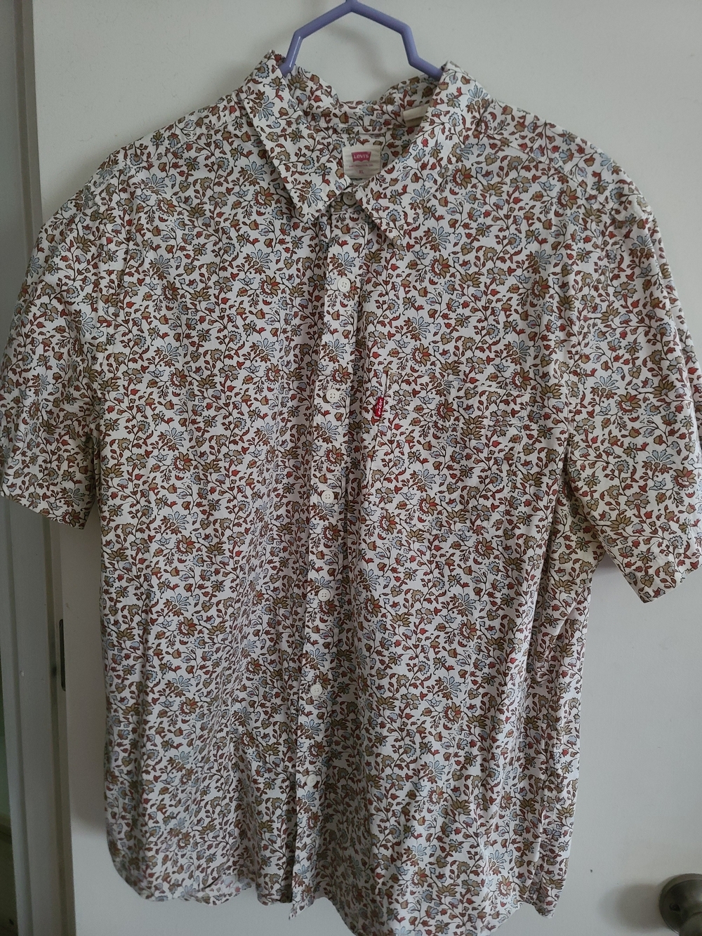 Levi's Men's Short Sleeve Floral Button-Up Shirt - White Multi